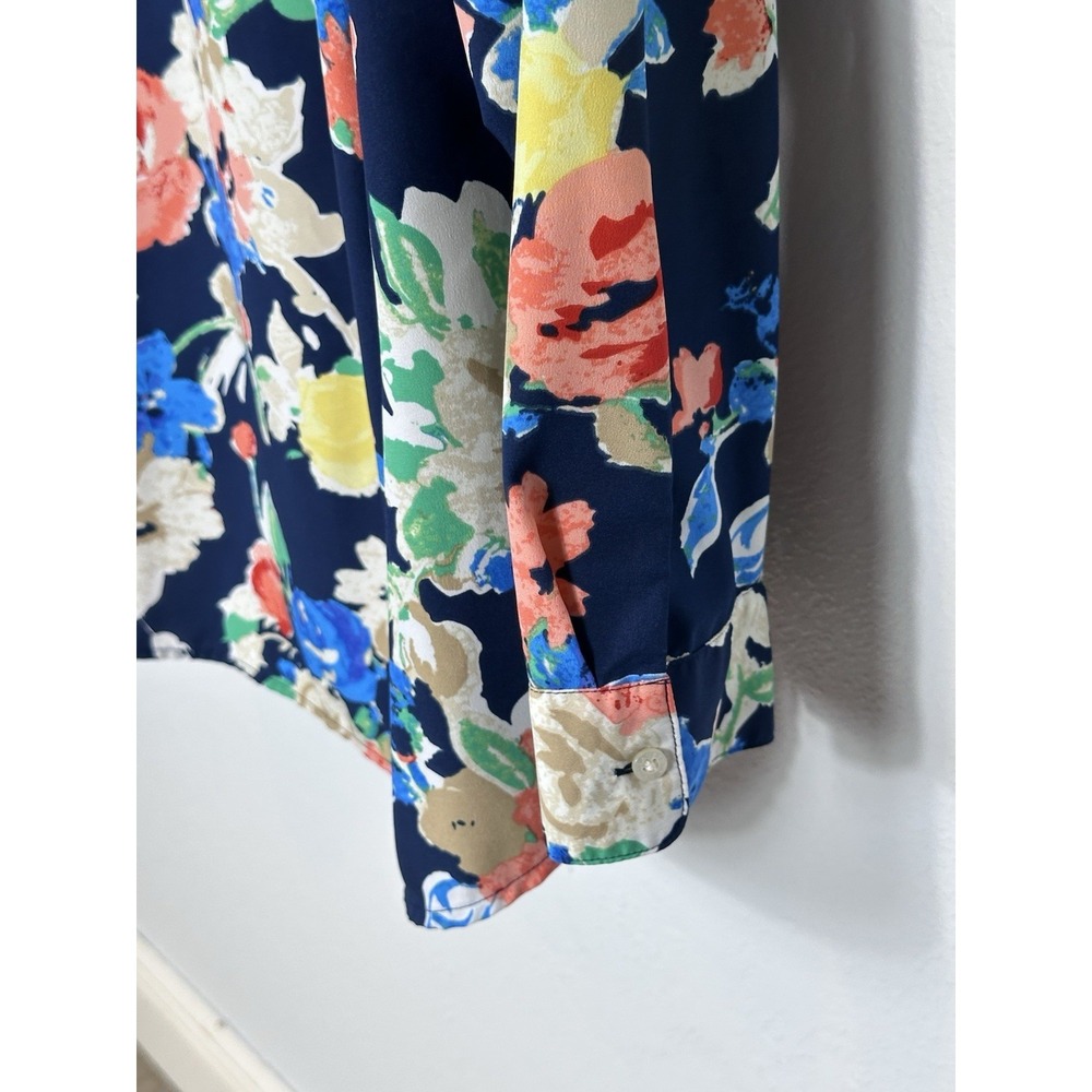 Ralph Lauren LRL Navy Floral Popover Tunic Plus Sz 2X Long Sleeve Split Neck - Picture 4 of 10
